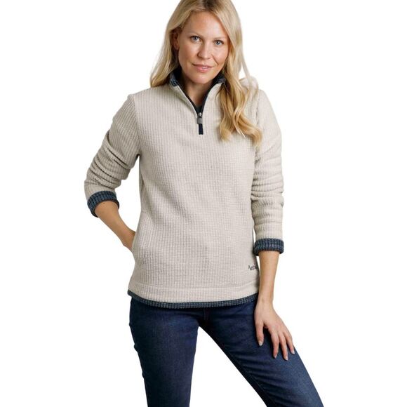 Weird Fish Womens/Ladies Beye Grid Eco Friendly Quarter Zip Fleece Top / Ecru - Picture 3 of 3